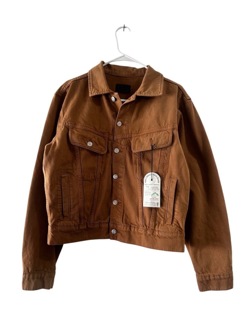 DSTLD Trucker Denim Jacket Mens Small Brown Button Down Workwear Chore Cowboy